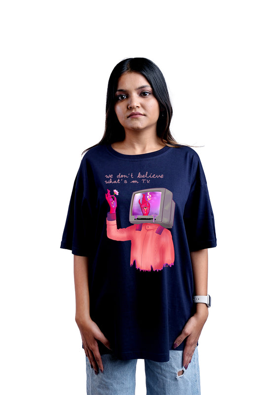 What's on TV Oversize Women (Navy Blue)