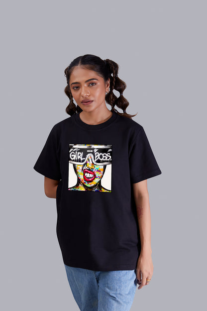 Girl Boss Round Neck Women (Black)