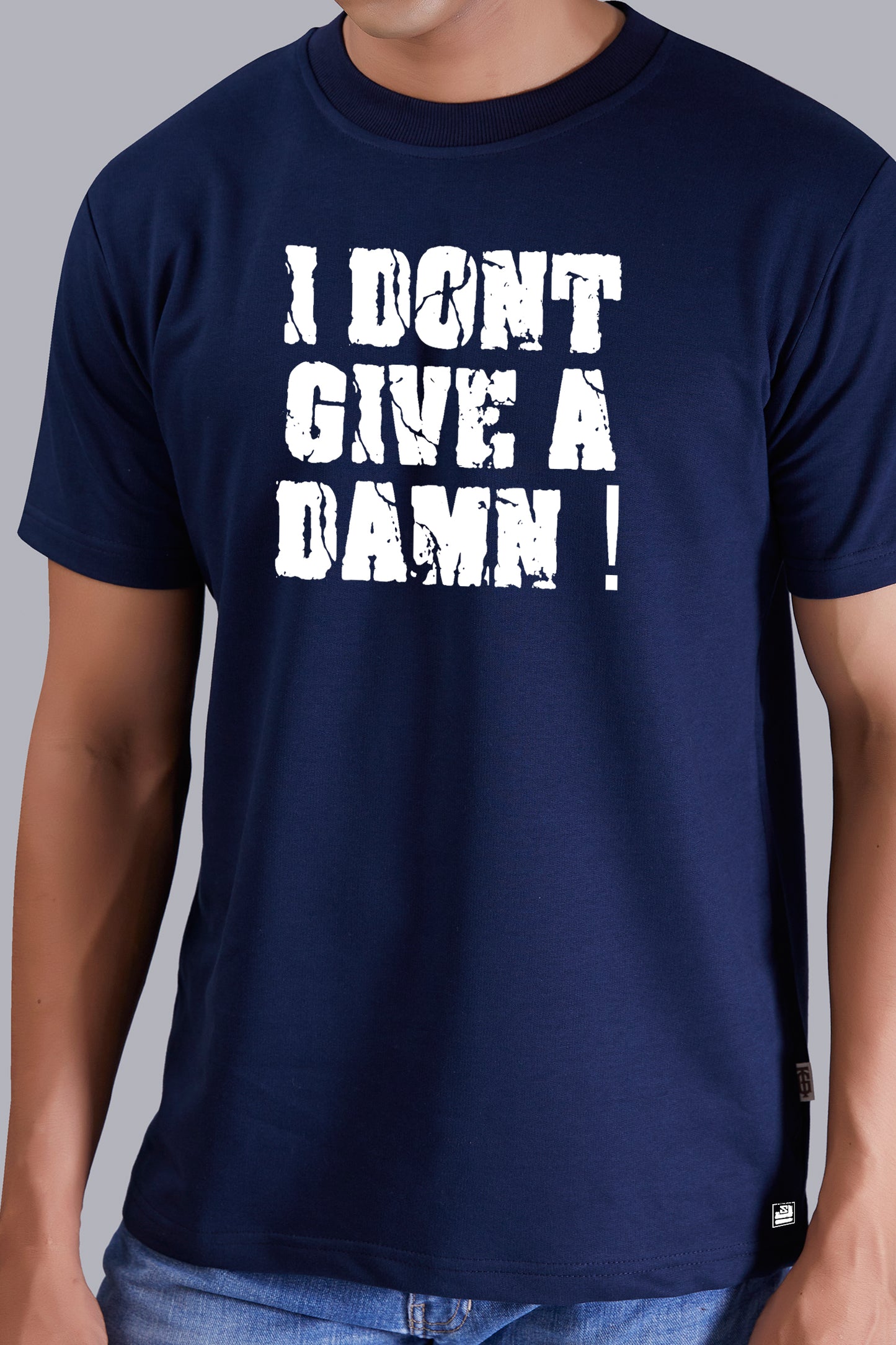 I Dont Give A Damn Round Men (Navyblue)