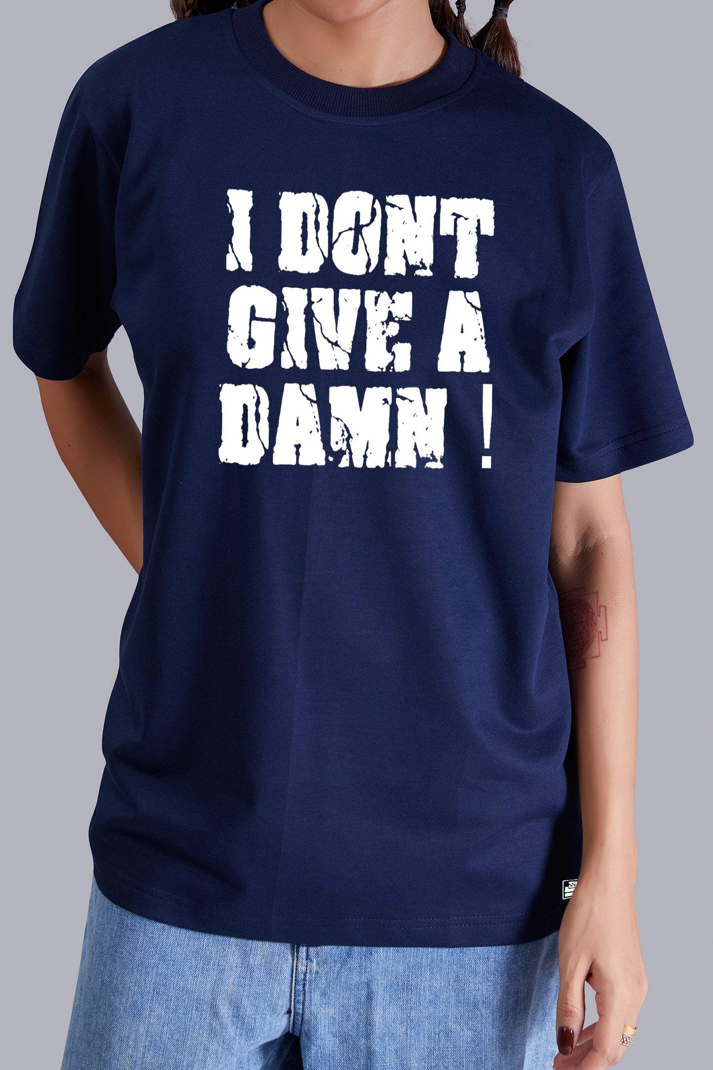 I Dont Give A Damn Round Women (Navyblue)