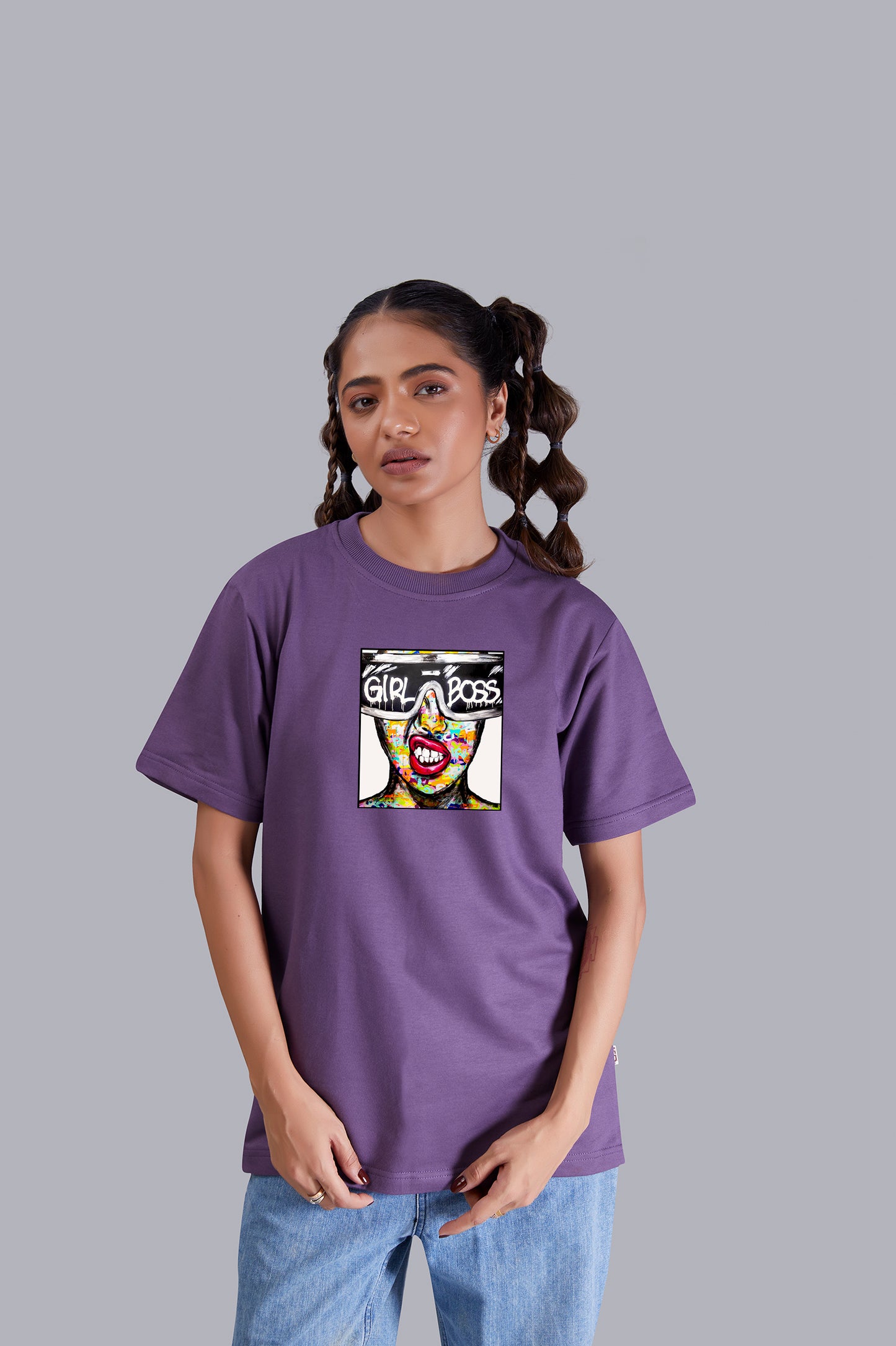 Girl Boss Round Neck Women (Grape)