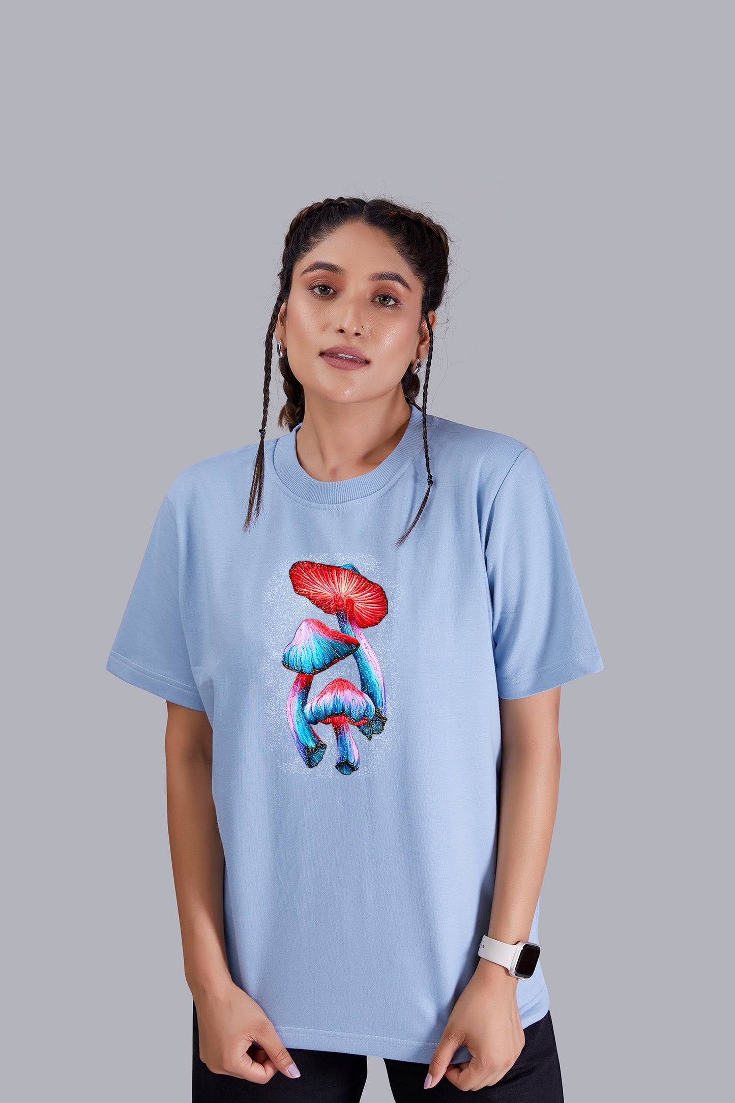 Magic Mushroom Round Neck Women (Sky Blue)