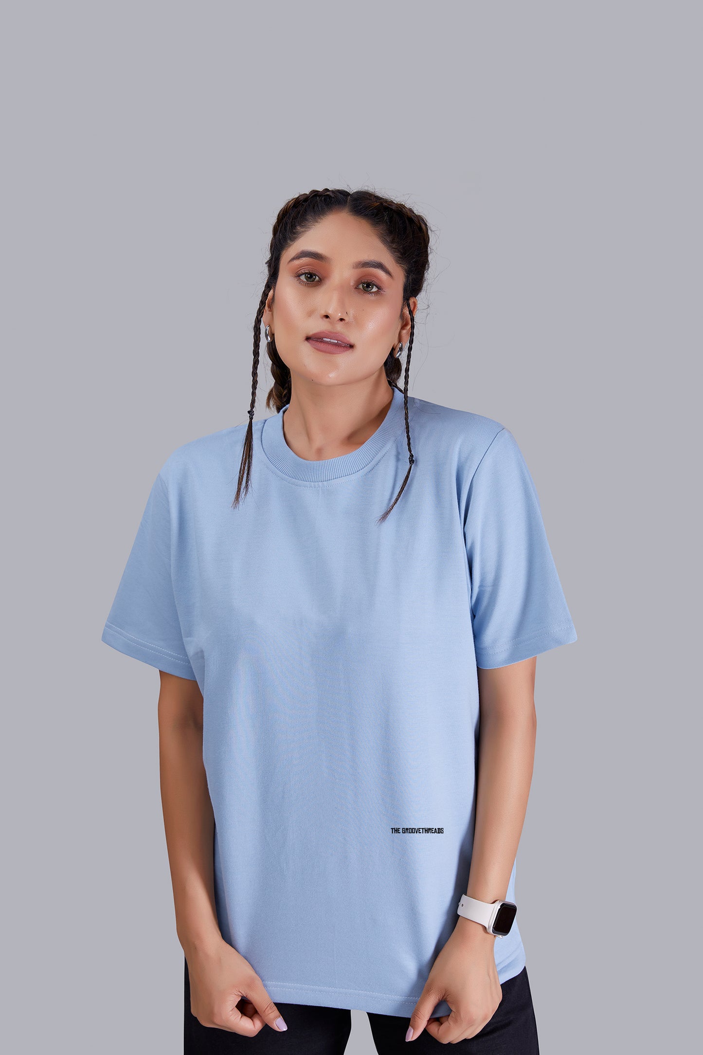 Walking Spaceship Round Neck Women (Sky Blue)