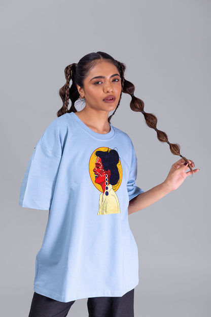 Live And Laugh Tribal Life Oversize Women (Sky Blue)