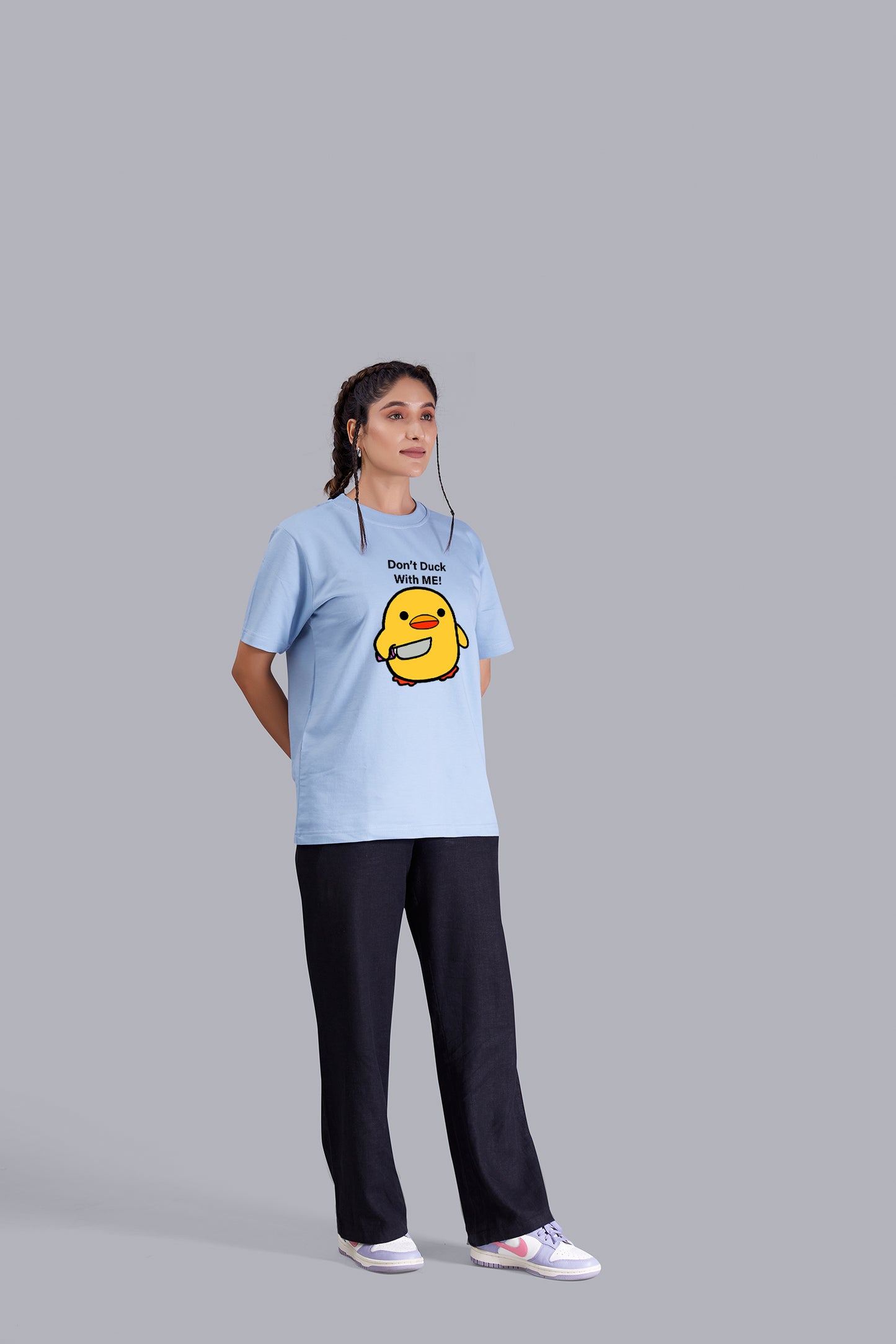 Don't Duck with me  Round Neck Women (Sky Blue)