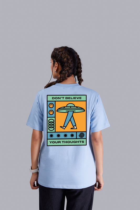 Walking Spaceship Round Neck Women (Sky Blue)