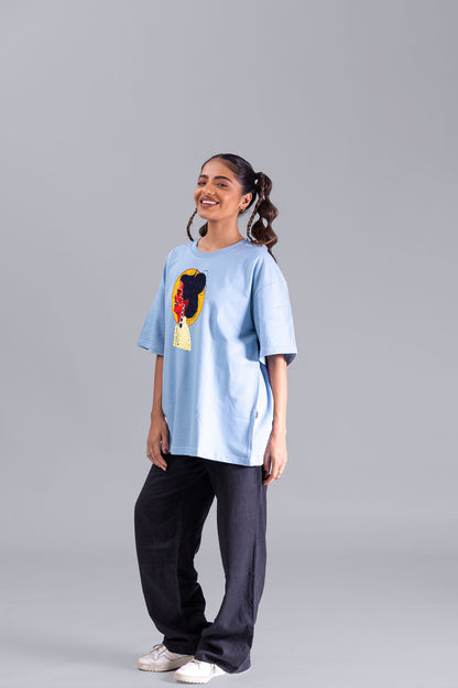 Live And Laugh Tribal Life Oversize Women (Sky Blue)