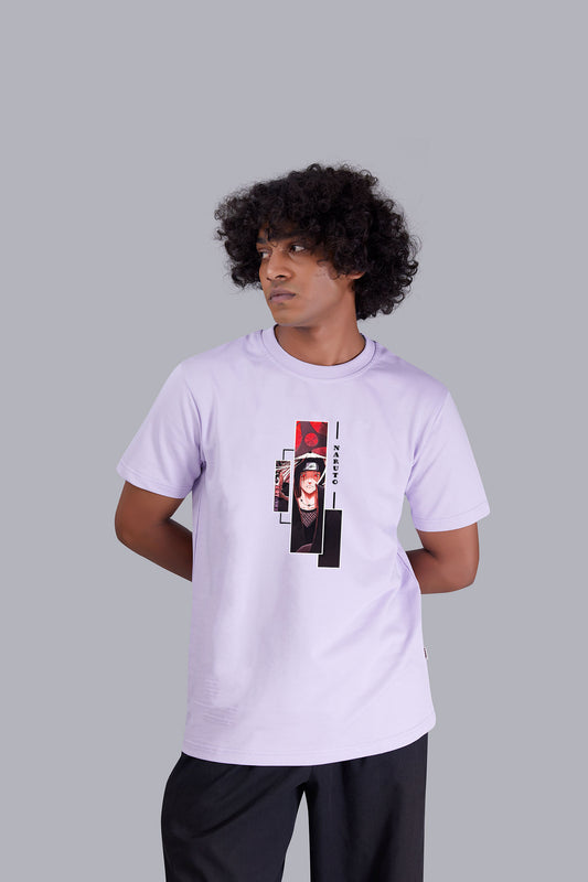 Lavender Dude's Portrait printed round T -Shirt