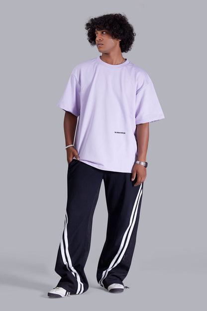 Anime Printed Oversized Lavender T shirt for Men