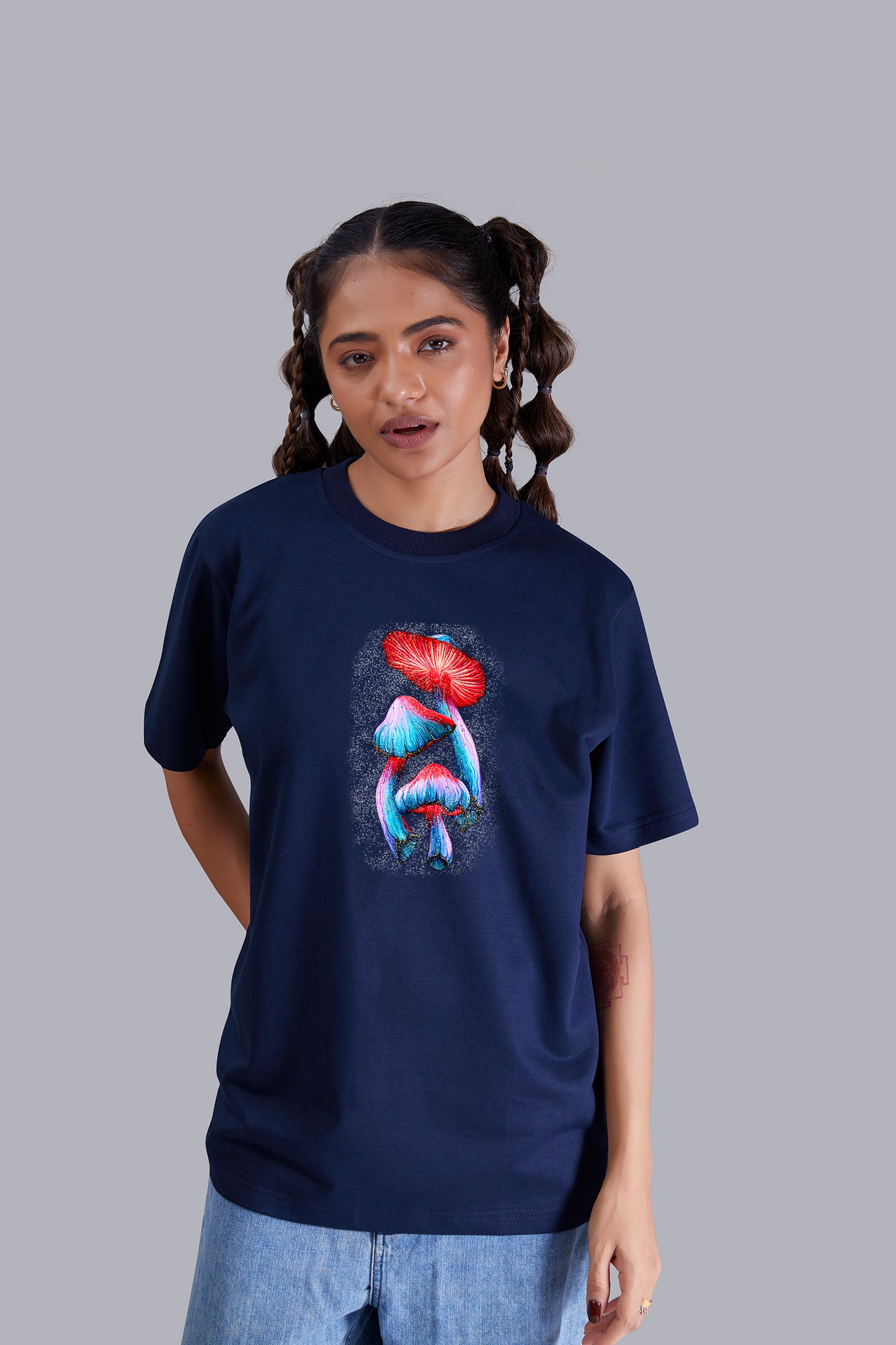 Magic Mushroom Round Neck Women (Navy Blue)