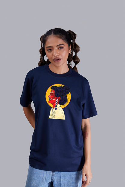 Live And Laugh Round Neck Women (Navy Blue)