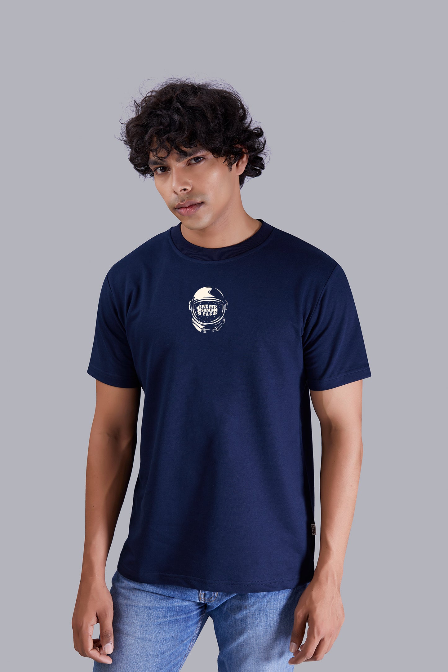 Navyblue Astronaut Back Print Round Neck T-Shirt