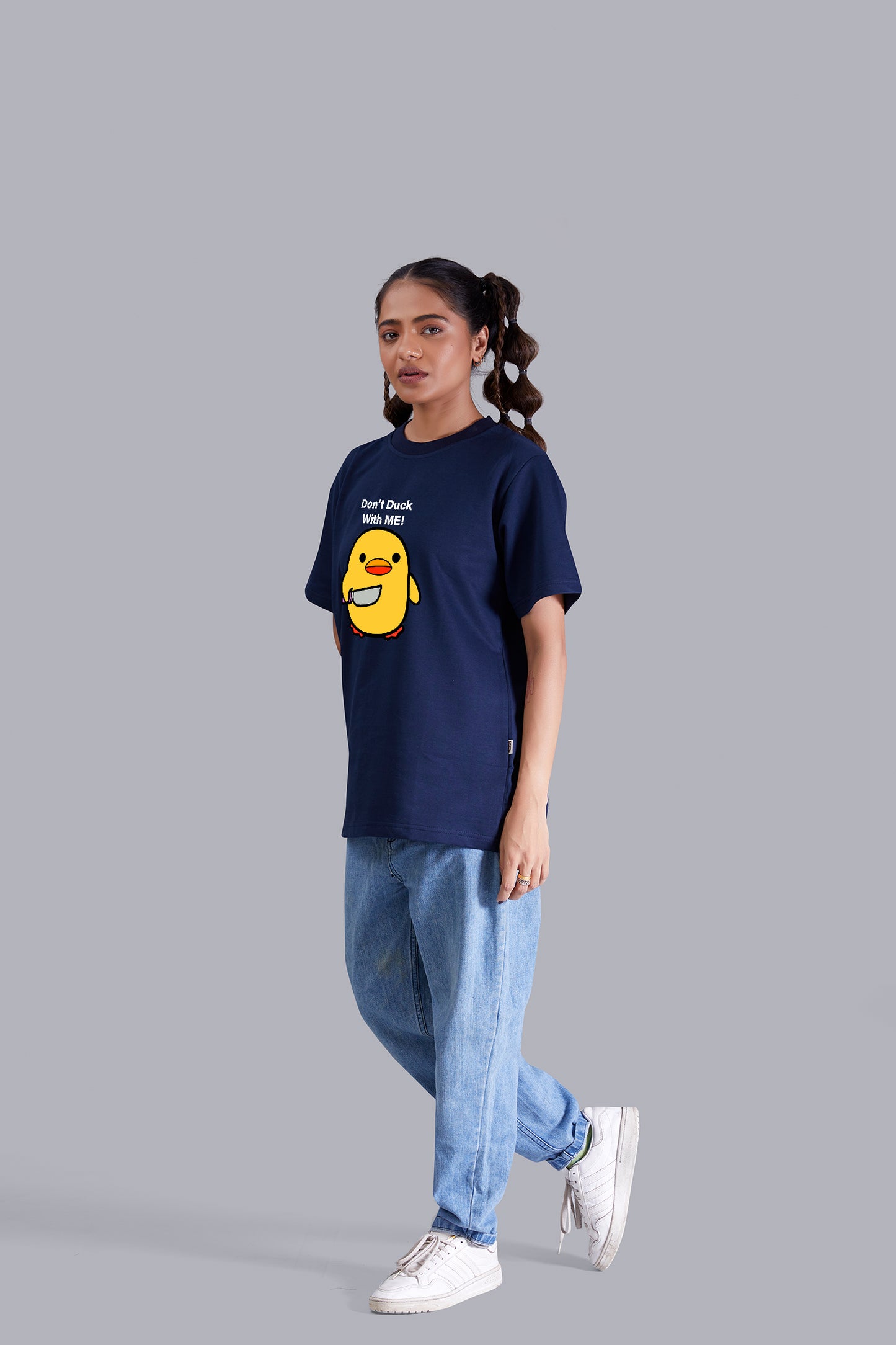 Don't Duck with me  Round Neck Women (Navy Blue)