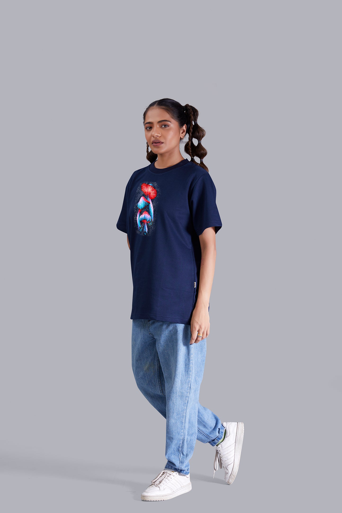 Magic Mushroom Round Neck Women (Navy Blue)