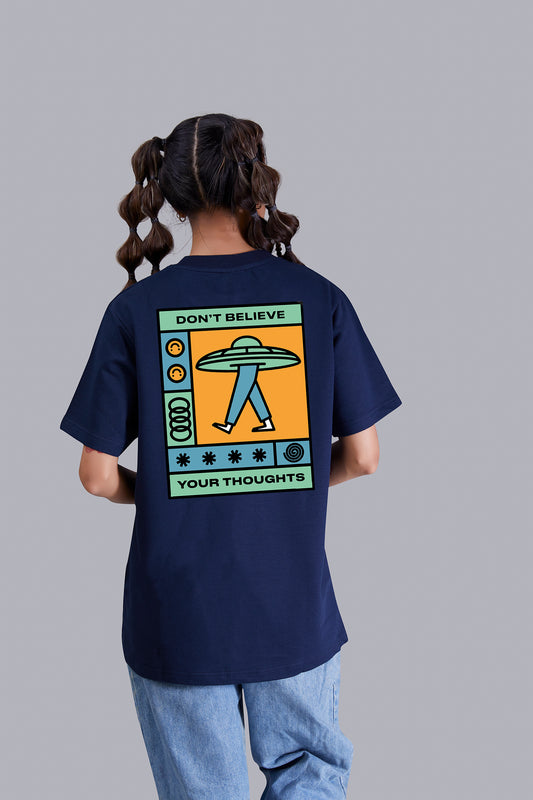 Walking Spaceship Round Neck Women (Navy Blue)