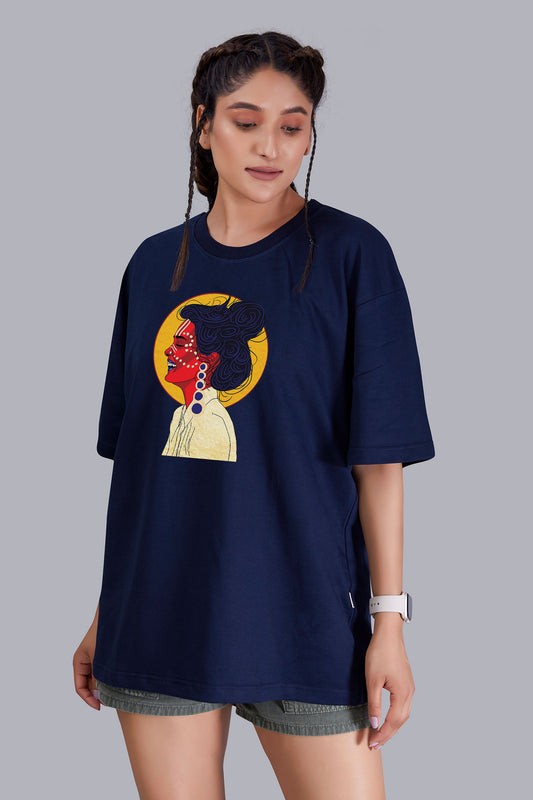 Live And Laugh Tribal Life Oversize Women (Navy Blue)