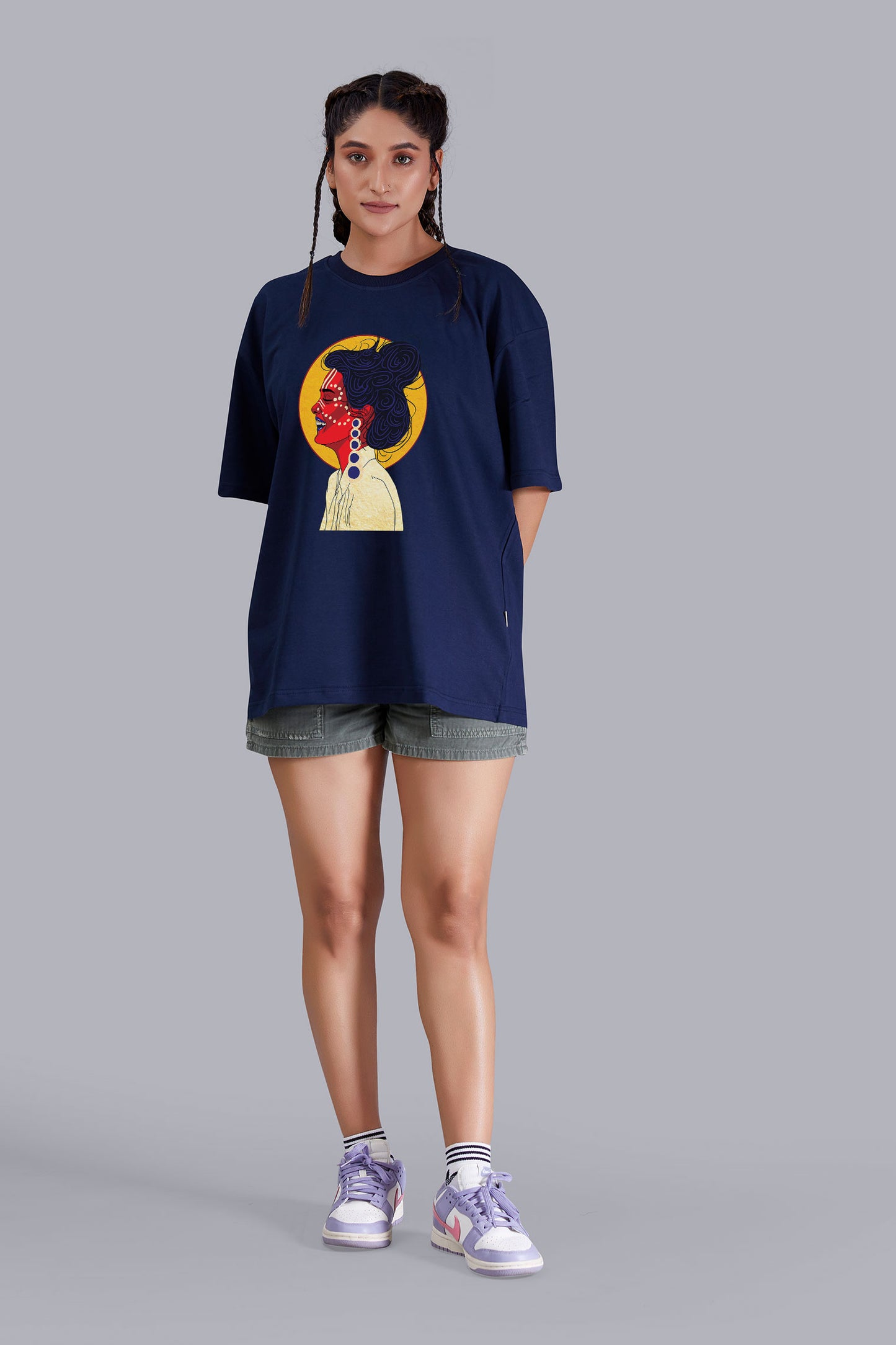 Live And Laugh Tribal Life Oversize Women (Navy Blue)