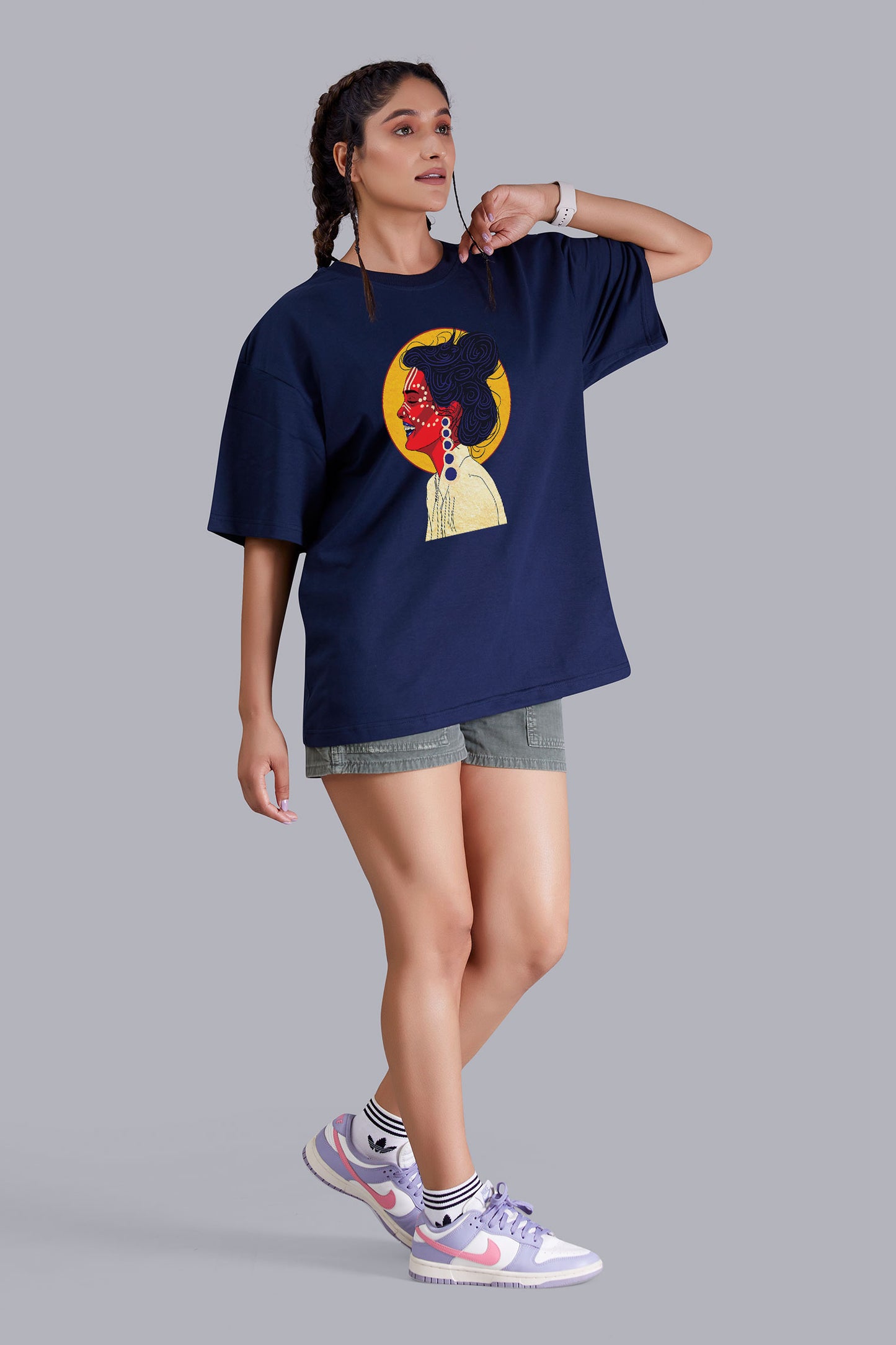 Live And Laugh Tribal Life Oversize Women (Navy Blue)