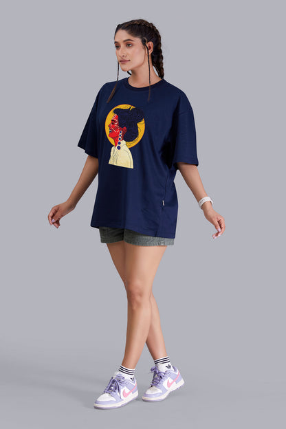 Live And Laugh Tribal Life Oversize Women (Navy Blue)