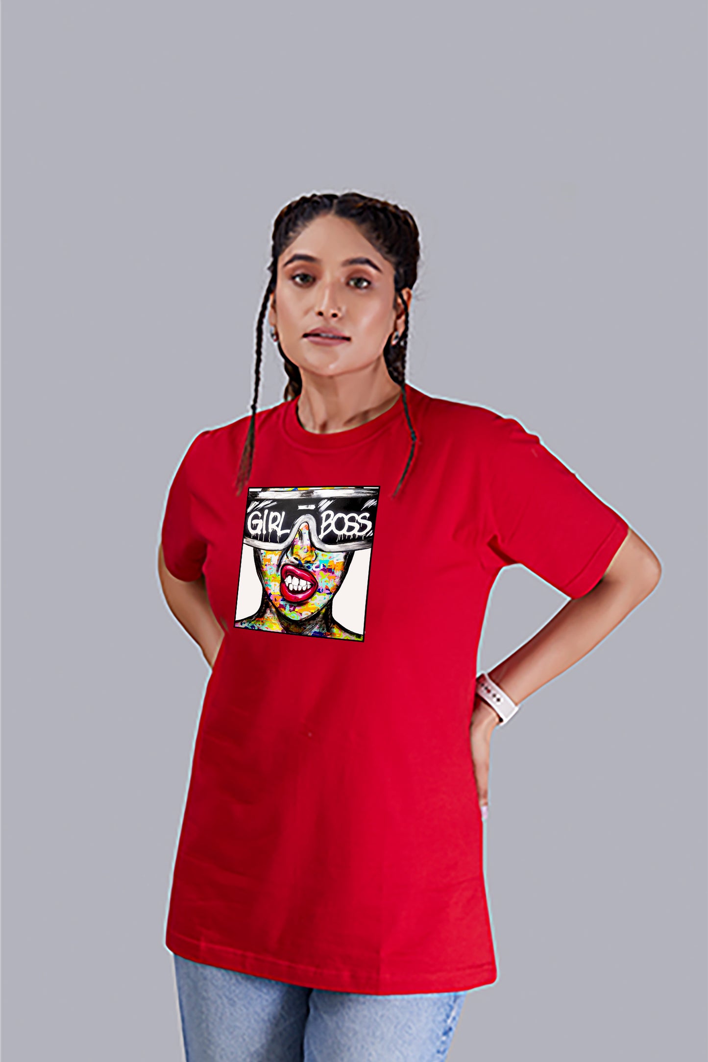 Girl Boss Round Neck Women (Red)