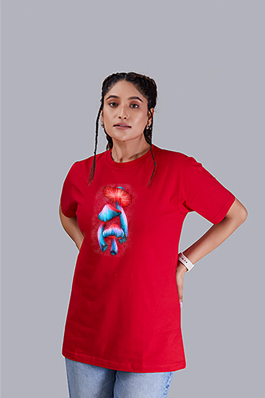 Magic Mushroom Round Neck Women (Red)