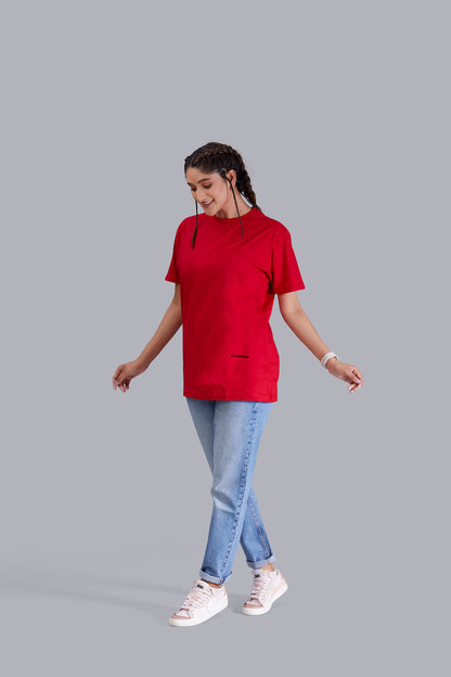 Walking Spaceship Round Neck Women (Red)