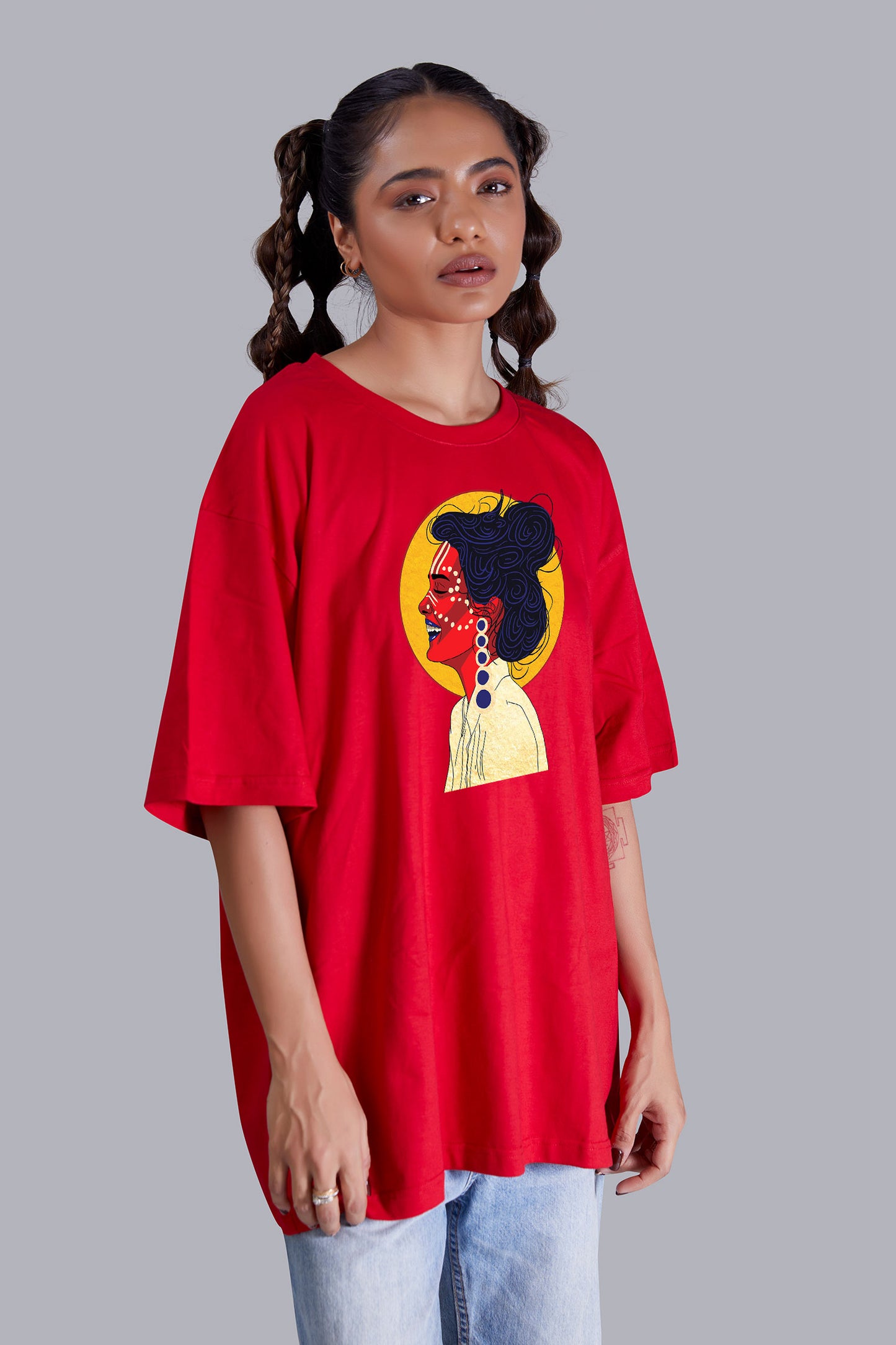 Live And Laugh Tribal Life Oversize Women (Red)