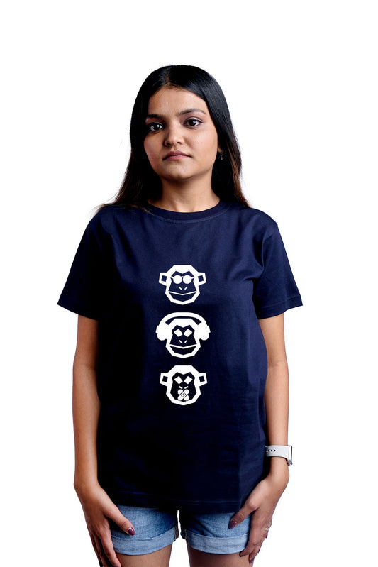 3 Stooges Round Neck Women (Navy Blue)