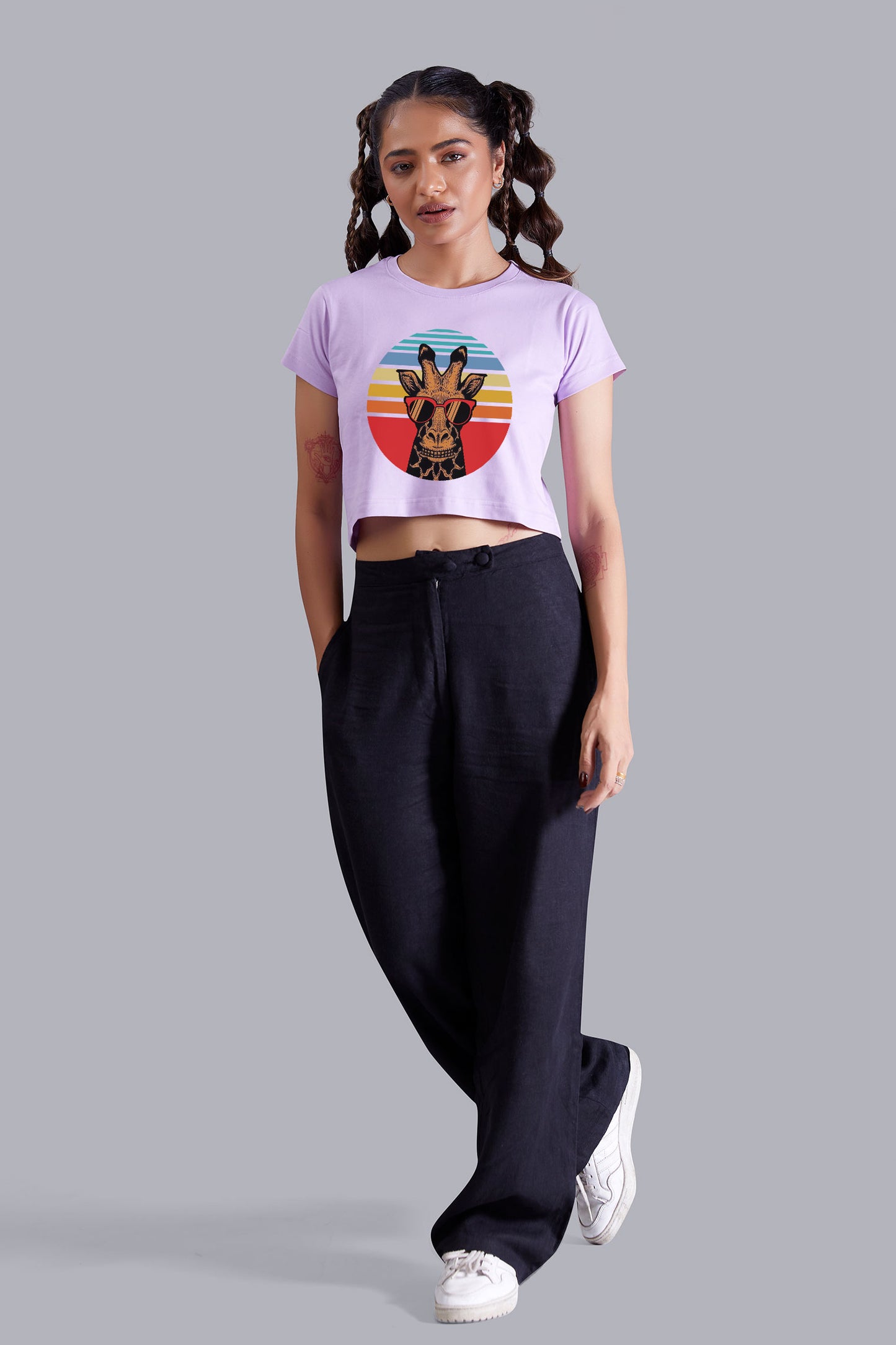 Giraffe Chic Lavender Crop Top