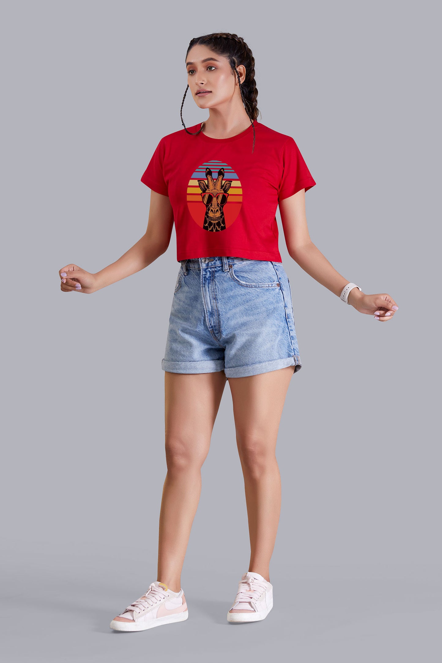 Giraffe Chic Red Crop Top