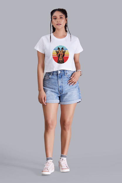 Giraffe Chic White Crop Top