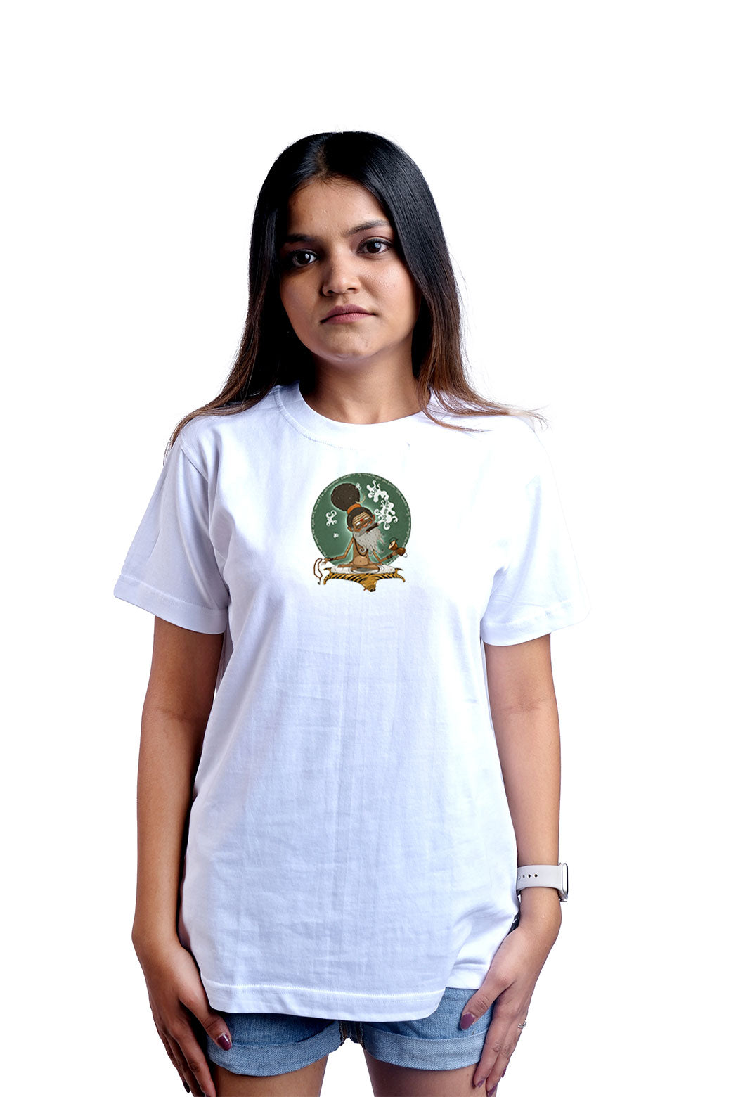 Babaji ki booty  Round Neck Women (White)