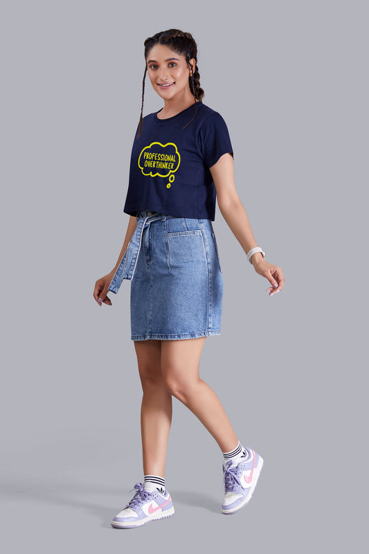 Sunshine Success Navyblue Crop Top