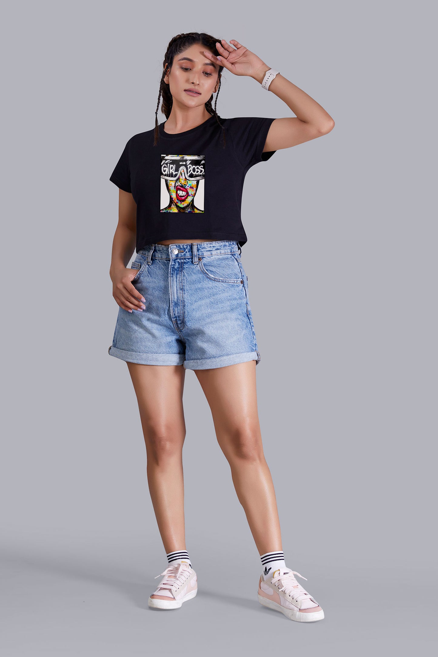 Black Girl Boss Printed Cropped T shirt