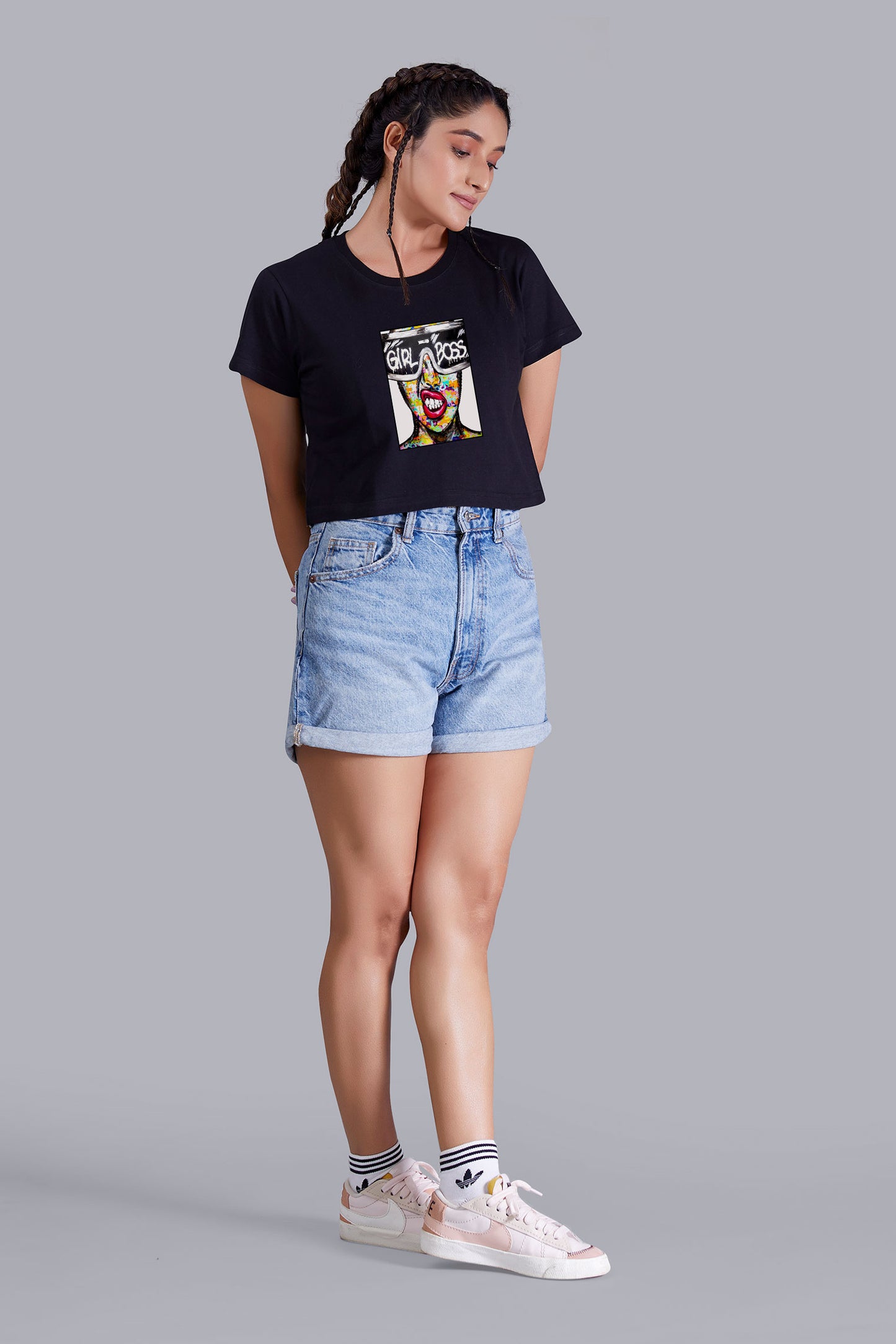 Black Girl Boss Printed Cropped T shirt