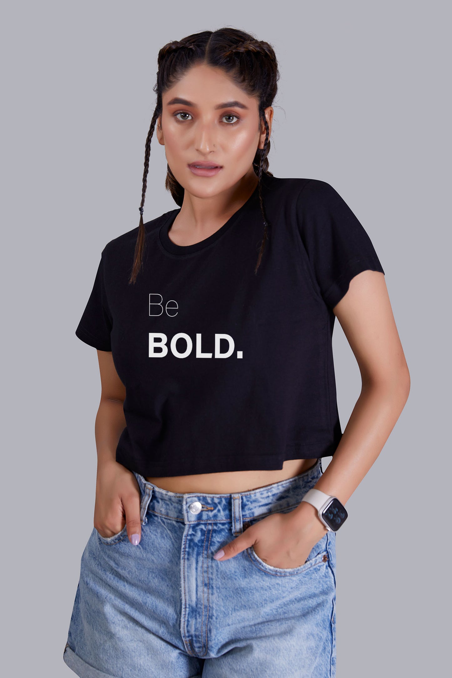 Be Bold Black Cropped T shirt