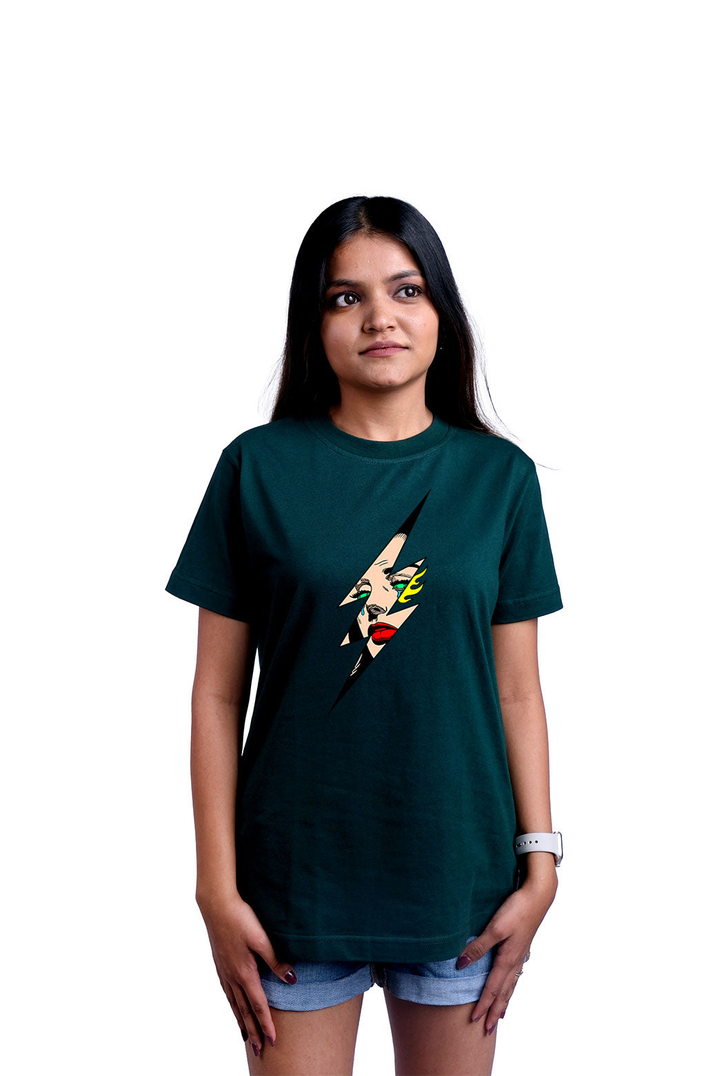 Lightning baby Round Neck Women (Forest Green)