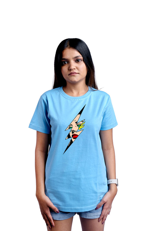 Lightning baby Round Neck Women (Sky Blue)