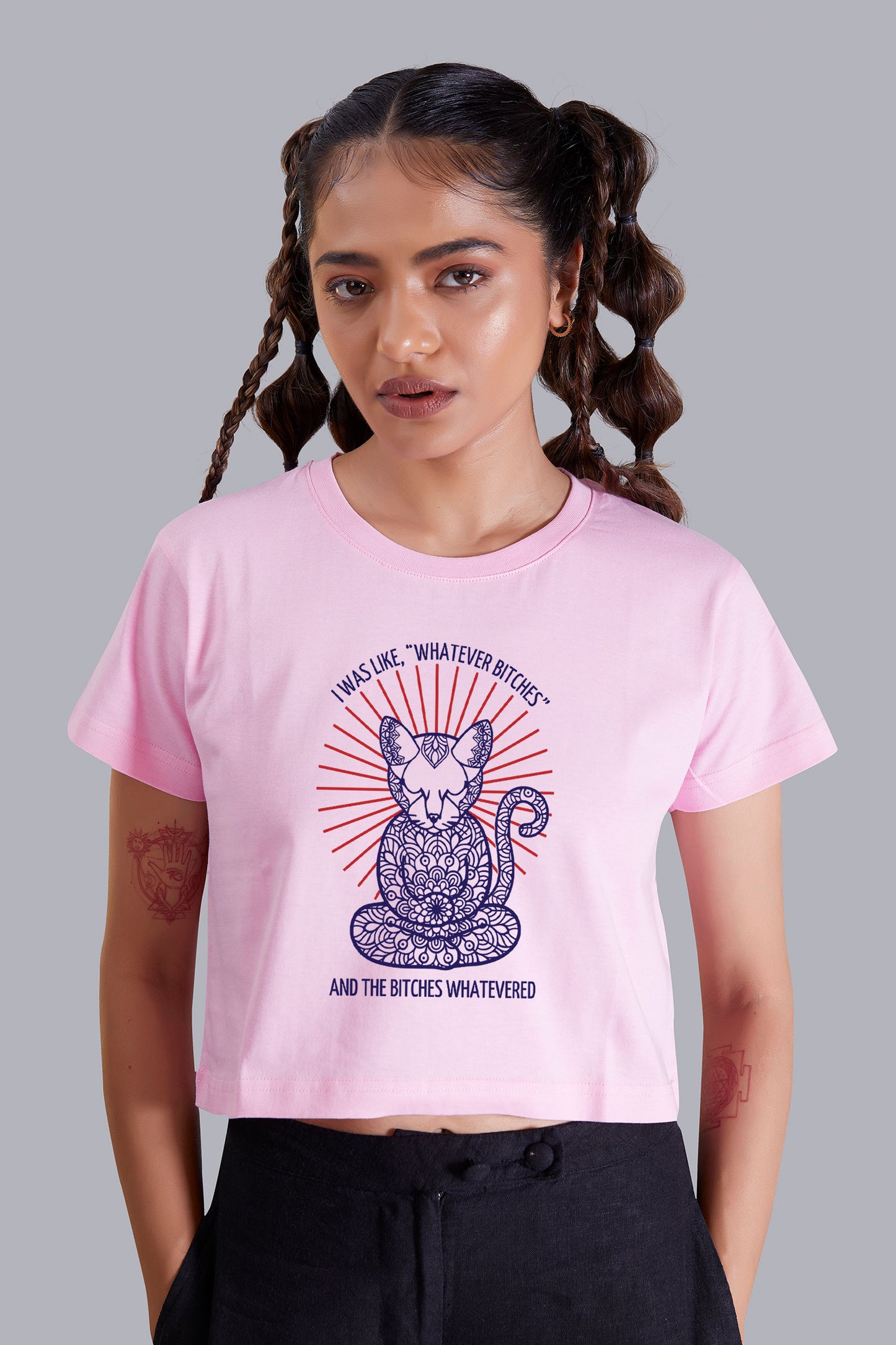 Whisker Meow Babypink Crop Top