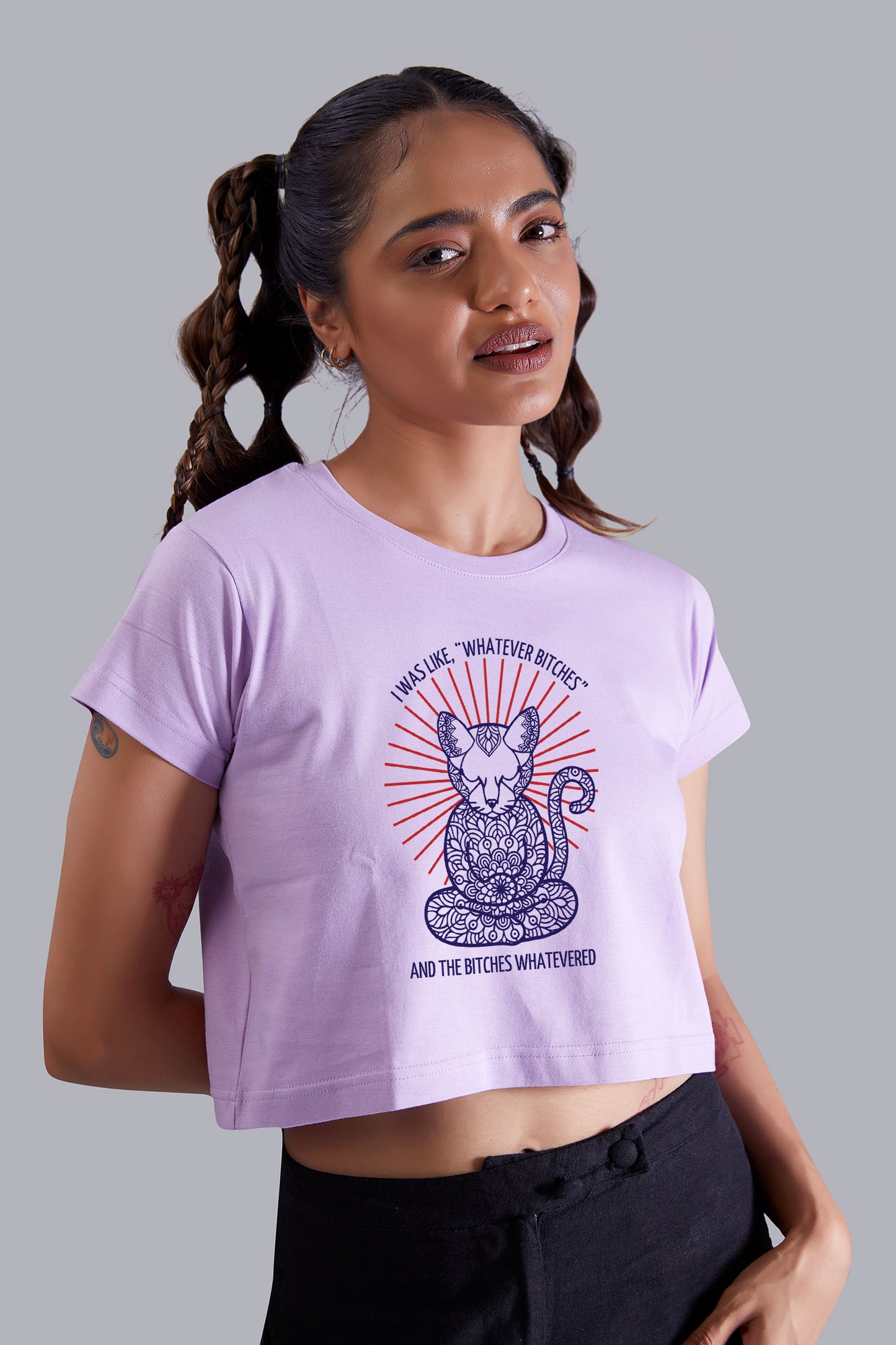 Whisker Meow Lavender Crop Top