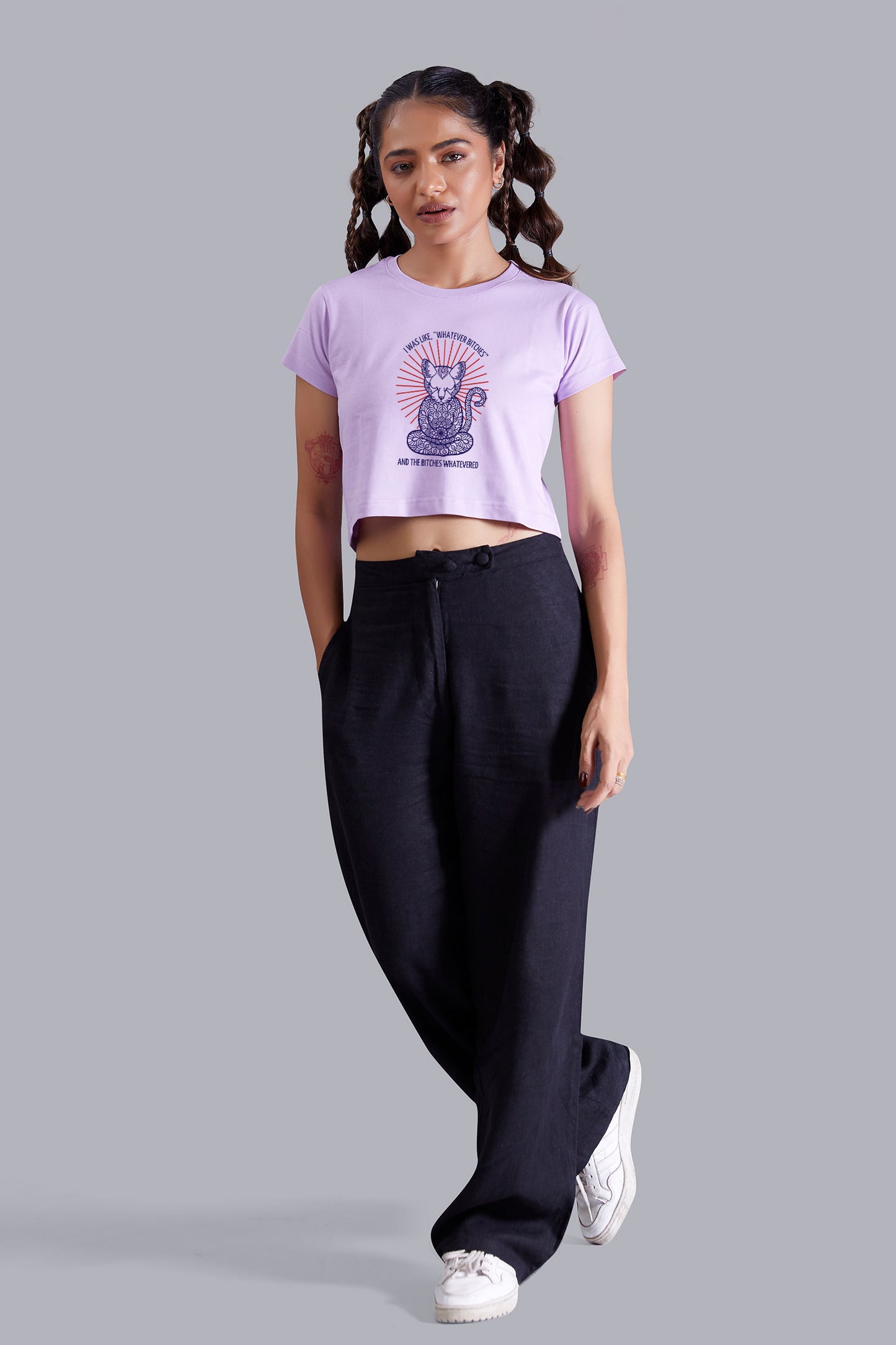 Whisker Meow Lavender Crop Top