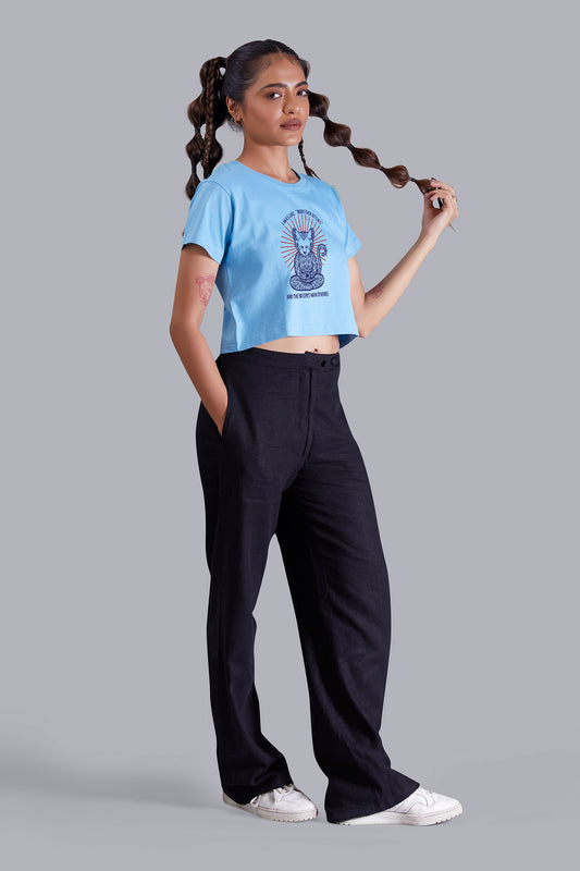 Whisker Meow Skyblue Crop Top