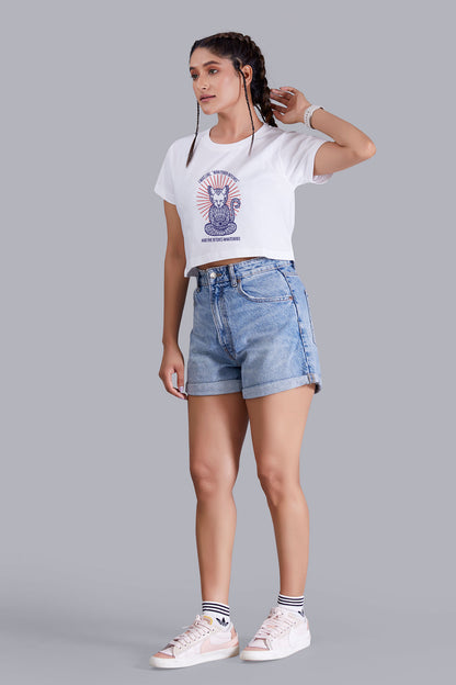 Whisker Meow White Crop Top