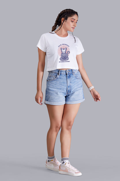 Whisker Meow White Crop Top