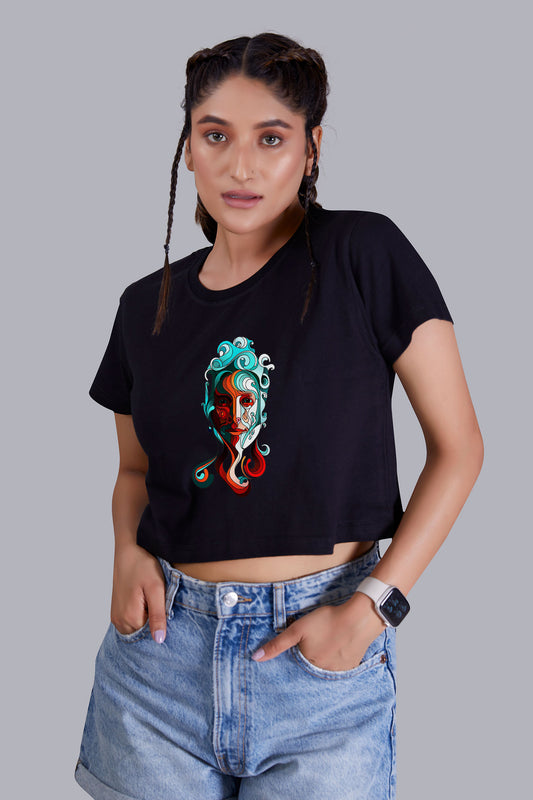 Colorful Diva Black Crop Top