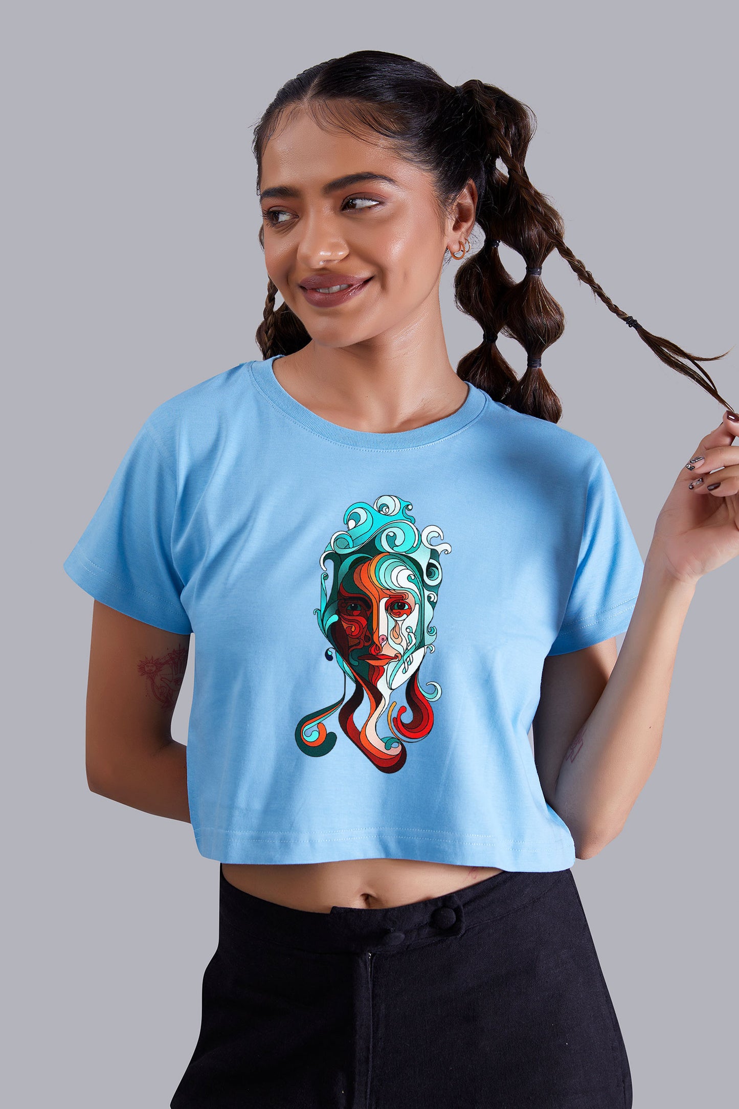 Colorful Diva Skyblue Crop Top