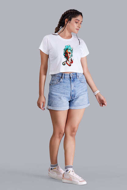 Colorful Diva White Crop Top