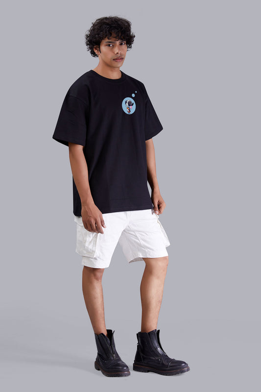 Black Printed Oversized Tshirt For Men