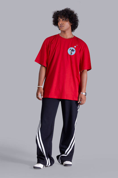 Red Printed Oversized Tshirt For Men