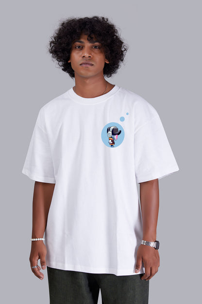 White Printed Oversized Tshirt For Men